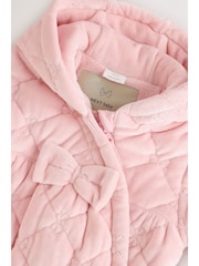 Pink Velour Baby Quilted Pramsuit (0mths-2yrs) - Image 3 of 14