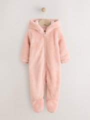 Pink Baby Fleece Pramsuit (0-18mths) - Image 1 of 6
