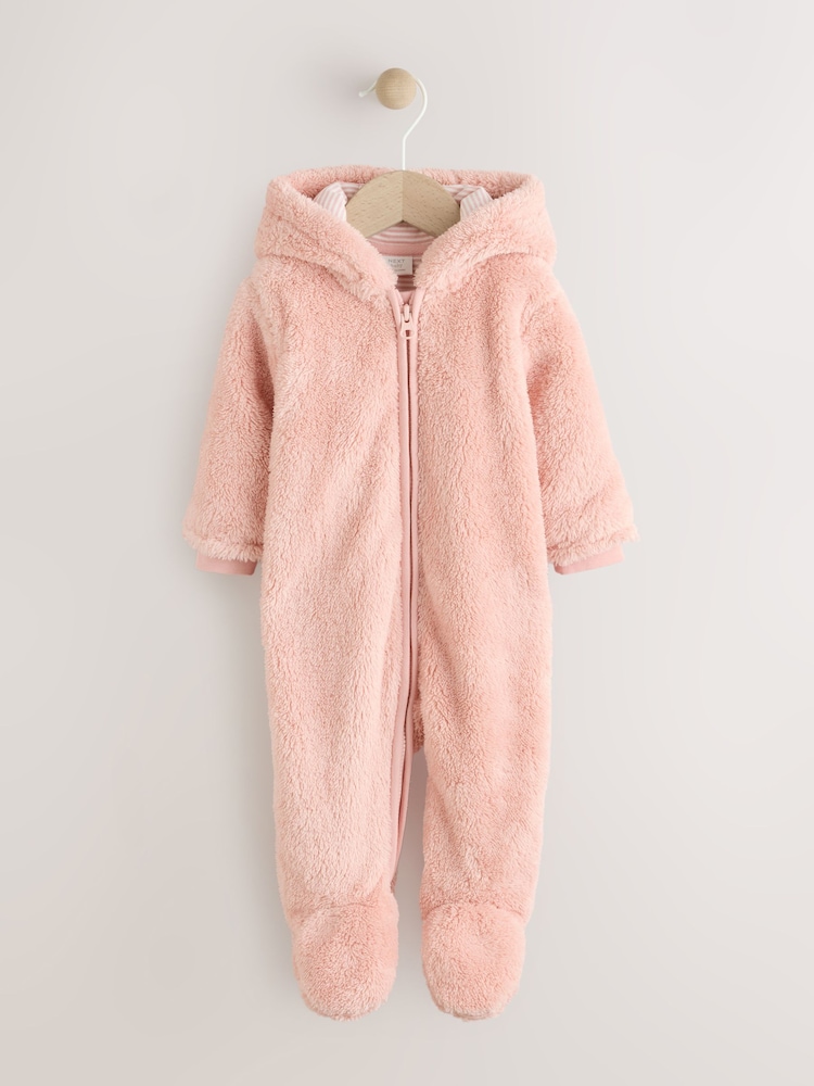 Pink Baby Fleece Pramsuit (0-18mths) - Image 1 of 6