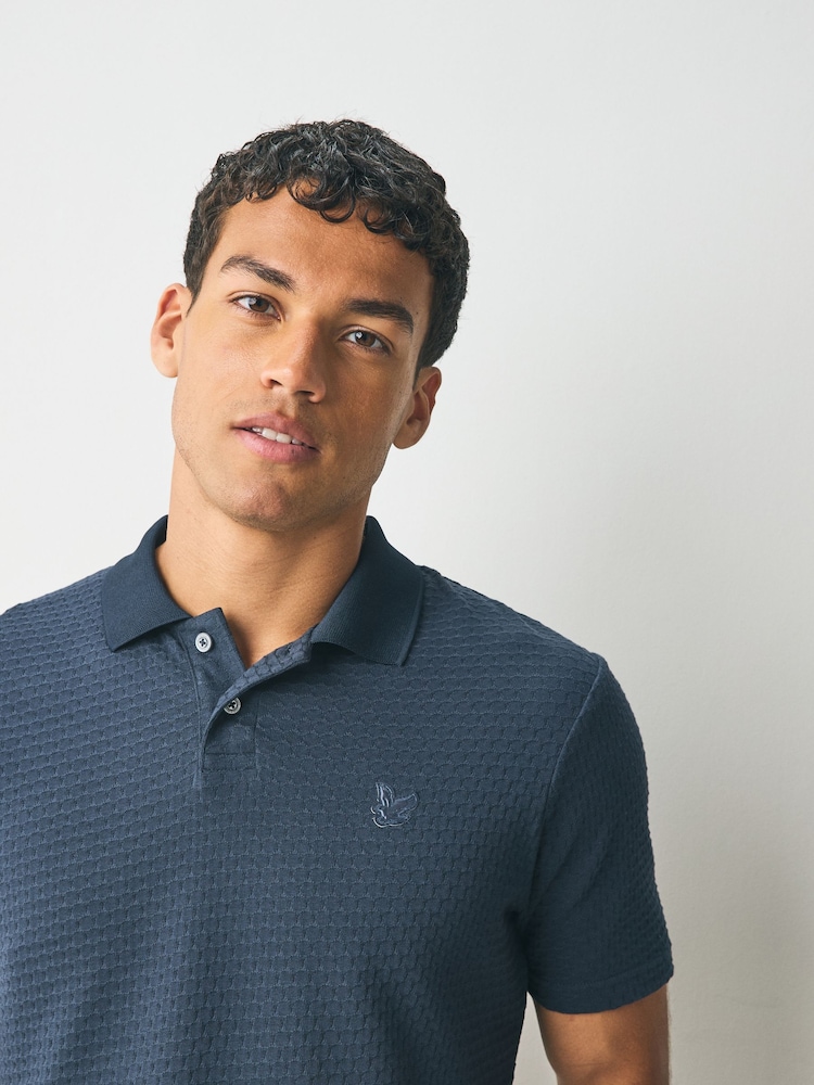 Lyle & Scott Blue Jacquard Sovereign Polo Shirt - Image 4 of 5