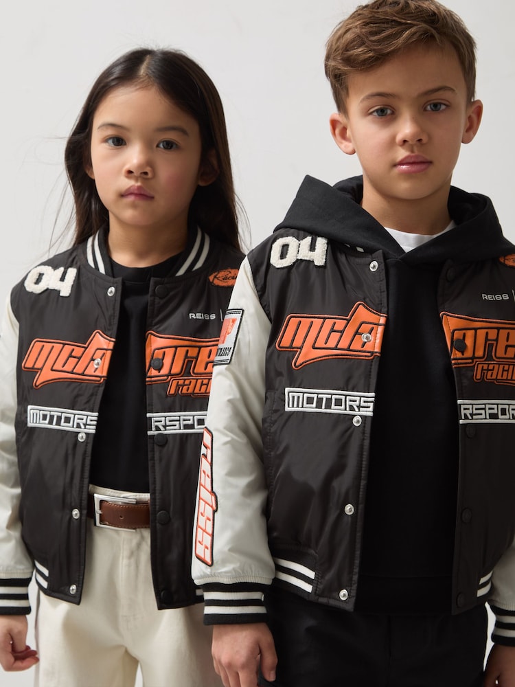 Negro/blanco crudo - Reiss Zoom Unisex Fit McLaren F1 Team Bomber Jacket - Imagen 1 de 9