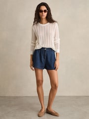 Джинсовые шорты с плиссированной отделкой Reiss Raymond - Изображение 1 из 6