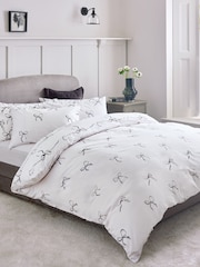 2 Pack Black/White Bow & Heart Reversible Duvet Cover and Pillowcase Set - Image 1 of 8