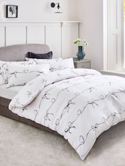 2 Pack Black/White Bow & Heart Reversible Duvet Cover and Pillowcase Set - Image 2 of 8
