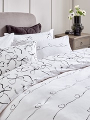 2 Pack Black/White Bow & Heart Reversible Duvet Cover and Pillowcase Set - Image 4 of 8