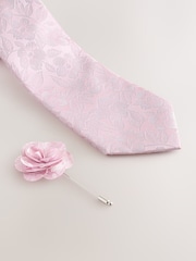 Pink Floral Tie and Pocket Square Set - Image 2 of 4