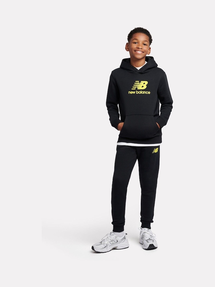 New Balance Black Boys Brush Back Stacked Logo Hoodie Set - Image 1 of 11