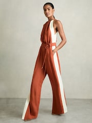 Reiss Orange Inez Colour-Block Rope-Cord Jumpsuit - Image 1 of 7