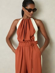 Reiss Orange Inez Colour-Block Rope-Cord Jumpsuit - Image 4 of 7