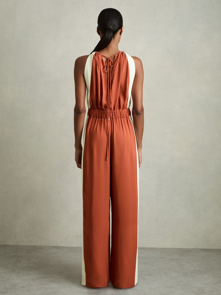 Reiss Orange Inez Colour-Block Rope-Cord Jumpsuit - Image 6 of 7