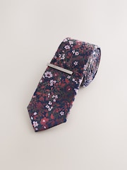 Rust Floral Print Tie - Image 1 of 3