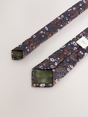 Rust Floral Print Tie - Image 3 of 3