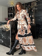Girl In Mind Brown Angela Tie Front Shirt Dress - Image 3 of 4