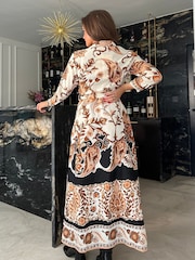 Girl In Mind Brown Angela Tie Front Shirt Dress - Image 4 of 4