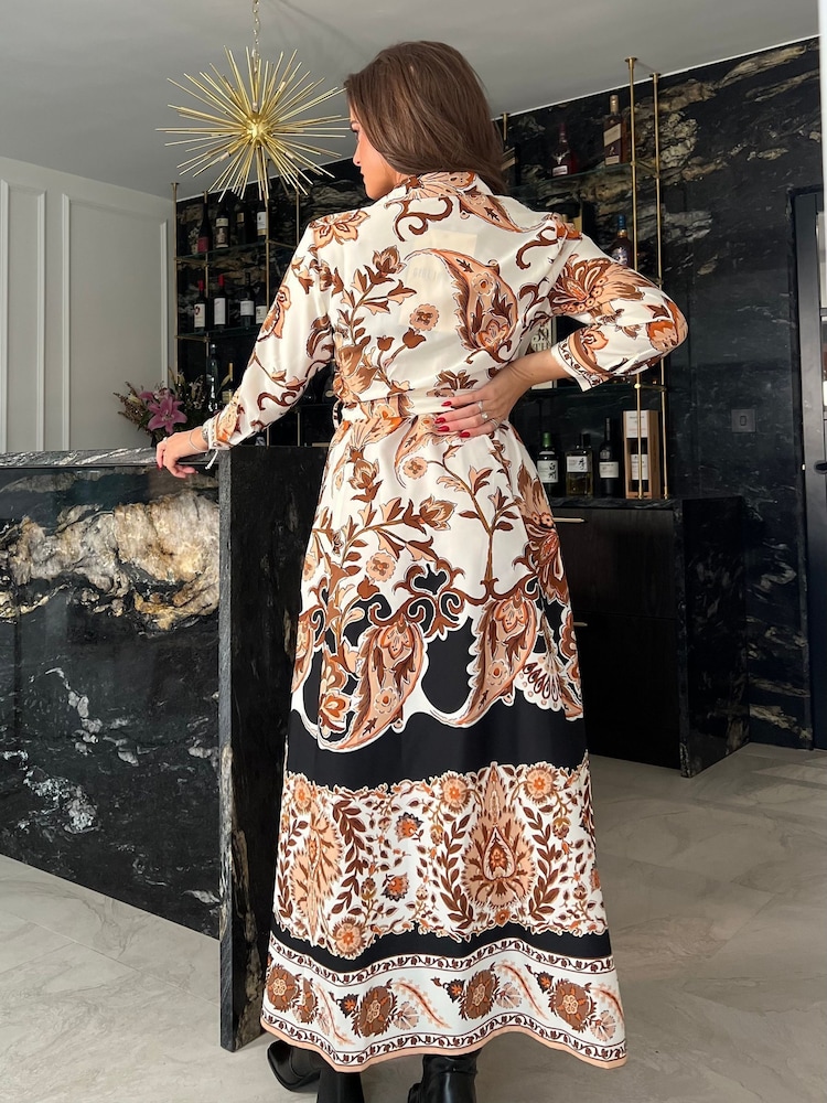 Girl In Mind Brown Angela Tie Front Shirt Dress - Image 4 of 4