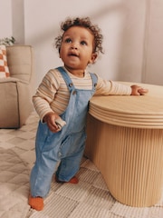 Azul - Conjunto de peto de denim y bodi de bebé (0meses -2años) - Imagen 1 de 13
