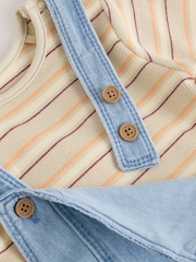 Azul - Conjunto de peto de denim y bodi de bebé (0meses -2años) - Imagen 11 de 13