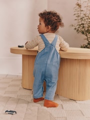 Azul - Conjunto de peto de denim y bodi de bebé (0meses -2años) - Imagen 2 de 13