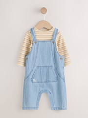 Azul - Conjunto de peto de denim y bodi de bebé (0meses -2años) - Imagen 5 de 13