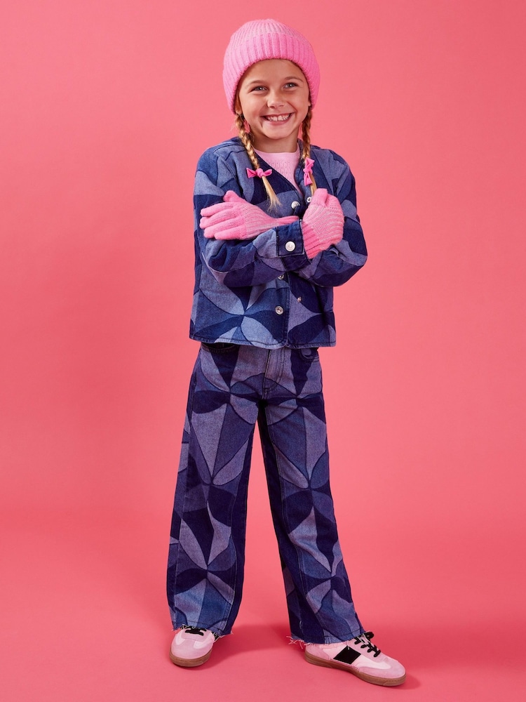 Angels By Accessorize Pink Girls Chunky Knit Winter Beanie Hat and Gloves Set - Image 1 of 3
