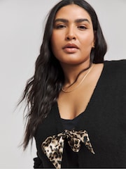 Simply Be Leopard potisk; vzorec pentlja kravata Spredaj pletena jopa - Slika 3 iz 6
