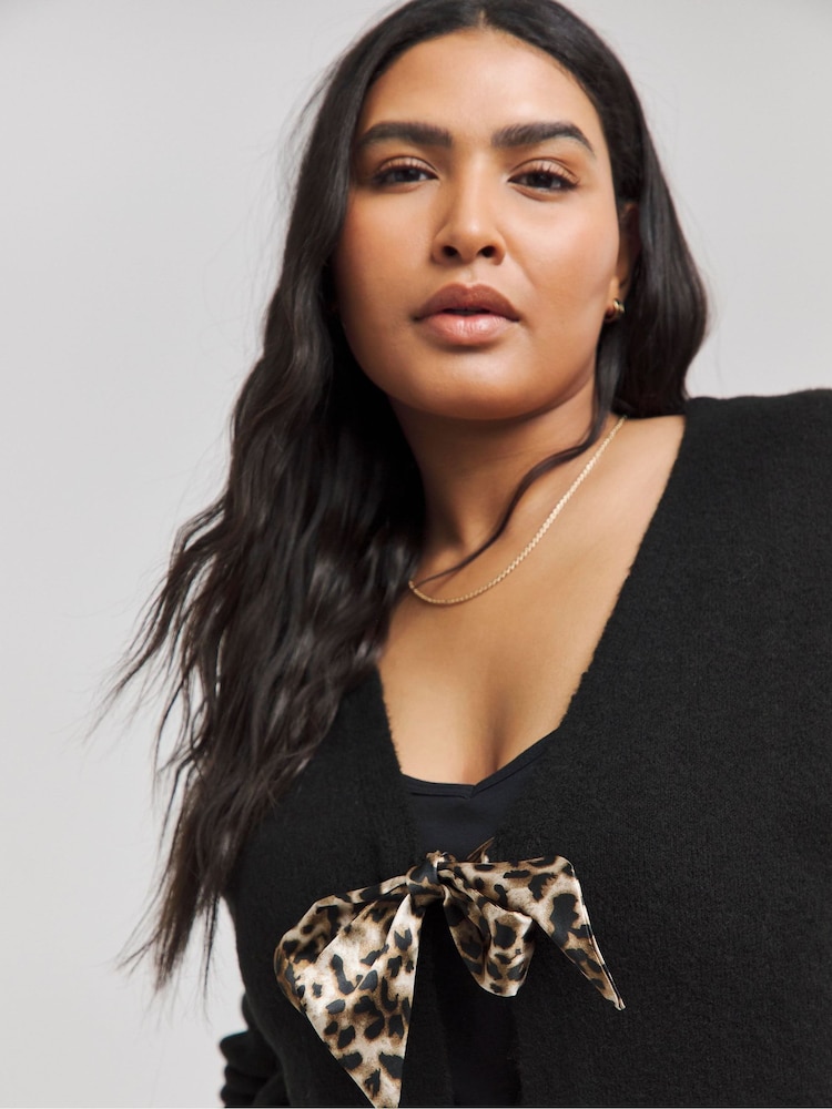 Simply Be Leopard Imprimé Nœud papillon Front Cardigan - Image 3 of 6