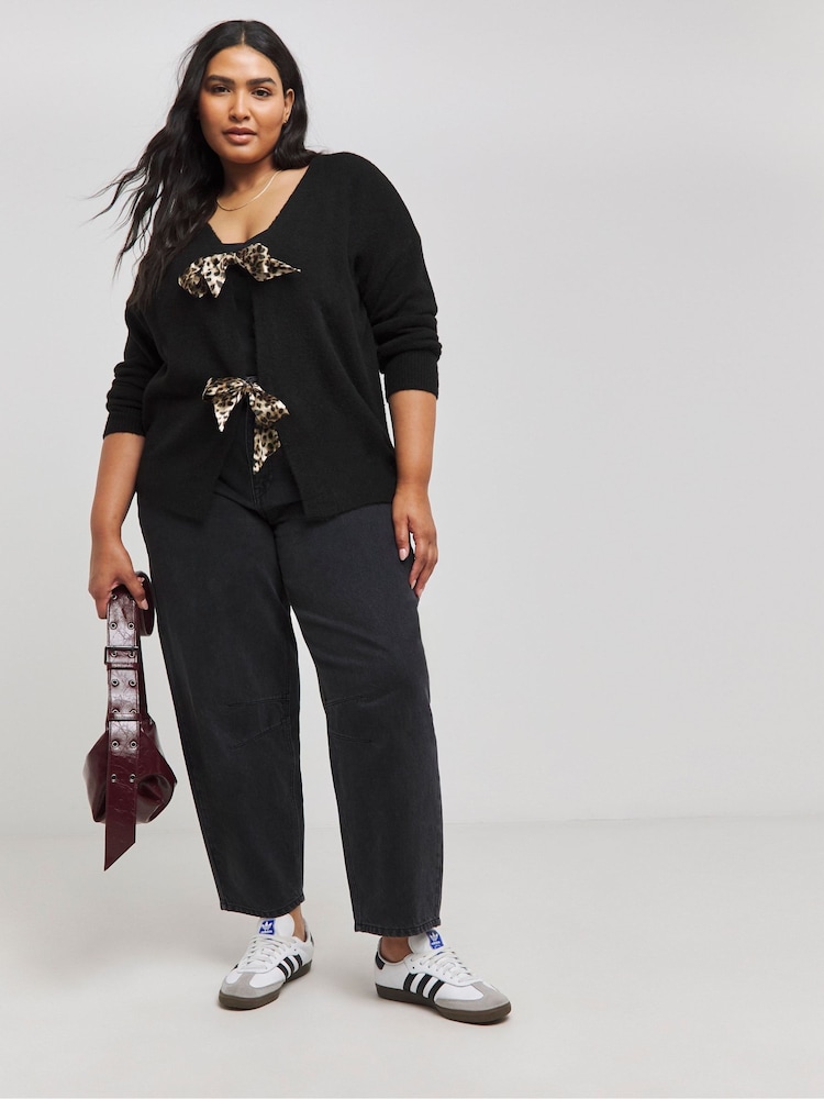 Simply Be Leopard Imprimé Nœud papillon Front Cardigan - Image 4 of 6