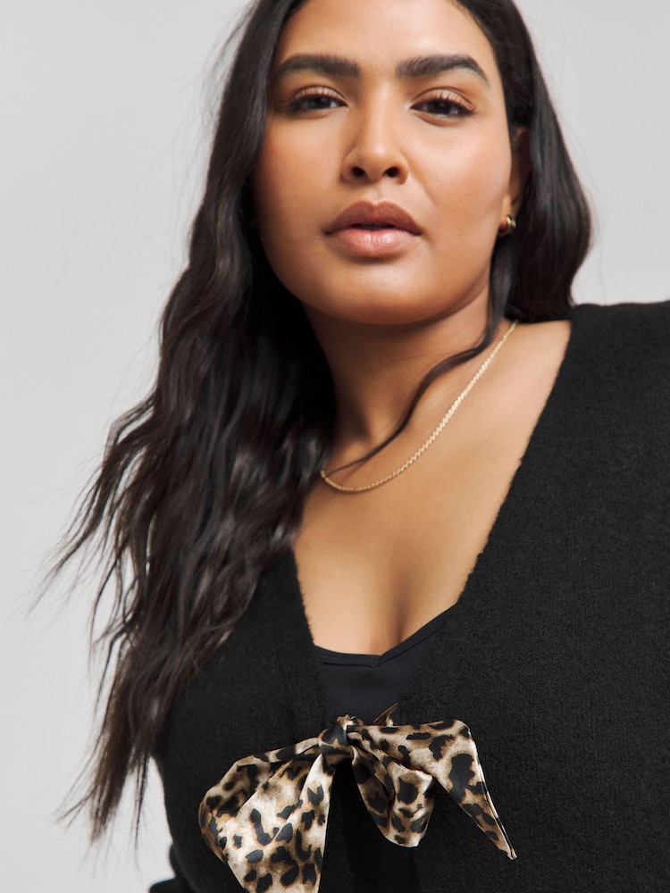 Simply Be Leopard Imprimé Nœud papillon Front Cardigan - Image 5 of 6