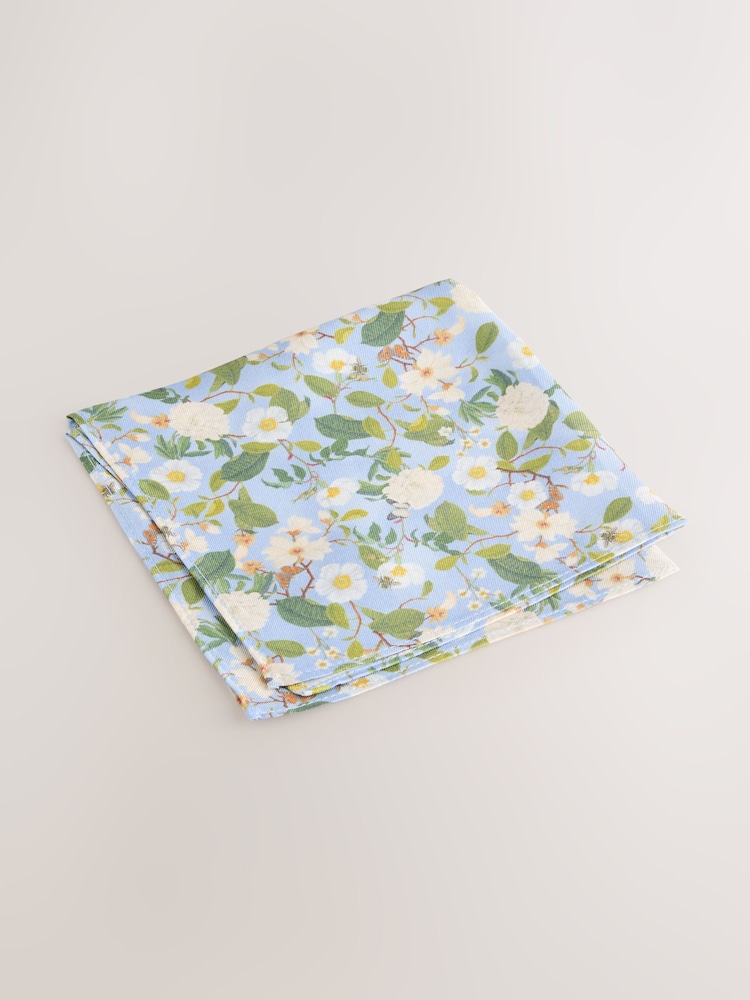 Blue Kew Gardens Floral Tie and Pocket Square - Image 4 of 4