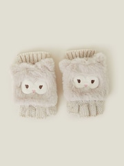 Angels By Accessorize Natural Girls Owl Fingerless Mitten Gloves - Image 1 of 3
