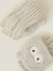 Angels By Accessorize Natural Girls Owl Fingerless Mitten Gloves - Image 2 of 3