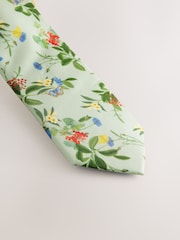 Green Kew Gardens Floral Tie and Pocket Square - Image 3 of 4