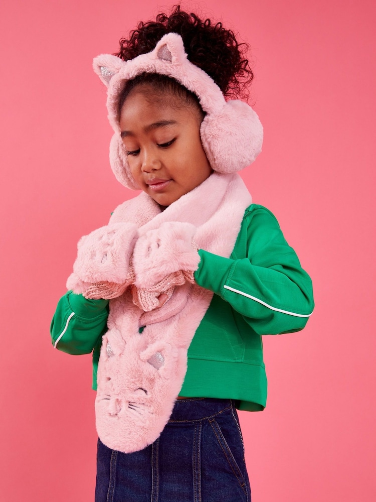 Angels By Accessorize Pink Girls Cat Fingerless Mitten Gloves - Image 1 of 3