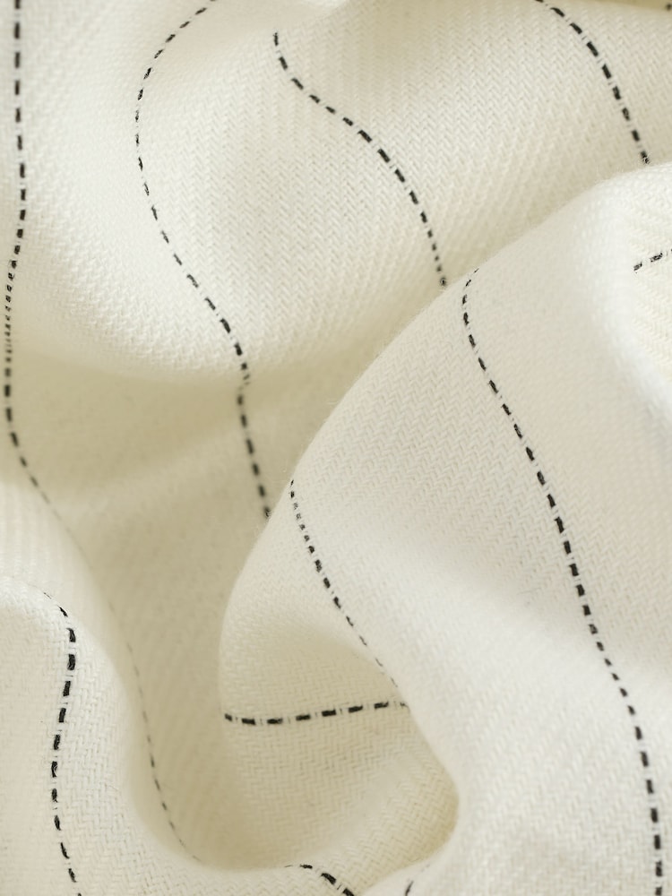 Black/White Striped Wide Leg Trousers with Linen - Image 4 of 4 Black/White Striped Wide Leg Trousers with Linen - Image 4 of 4