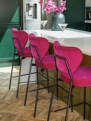 Rockett St George Hot Pink Velvet Perfect Bar Stool - Image 2 of 2