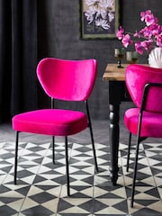Rockett St George Set of 2 Hot Pink Velvet Perfect Dining Chairs - Image 1 of 5