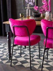 Rockett St George Set of 2 Hot Pink Velvet Perfect Dining Chairs - Image 3 of 5
