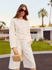 Friends Like These Cream Heavyweight Crochet Cardigan - Image 4 of 5