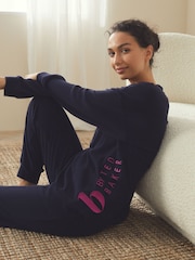 B by Ted Baker Navy Waffle Henley Pyjamas Set - Image 2 of 6