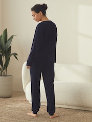 B by Ted Baker Navy Waffle Henley Pyjamas Set - Image 3 of 6