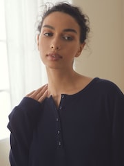 B by Ted Baker Navy Waffle Henley Pyjamas Set - Image 4 of 6