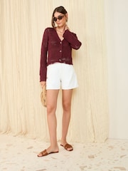 Friends Like These Burgundy Crochet Cardigan - Image 2 of 4