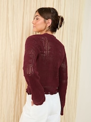 Friends Like These Burgundy Crochet Cardigan - Image 4 of 4