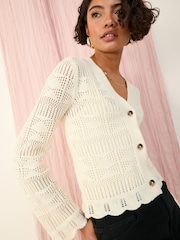 Friends Like These Cream Crochet Cardigan - Image 3 of 4