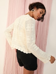 Friends Like These Cream Crochet Cardigan - Image 4 of 4