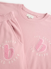 B by Ted Baker Pink Textured Wide Leg Boucle Embroidered Pyjamas Set - Image 5 of 8