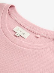 B by Ted Baker Pink Textured Wide Leg Boucle Embroidered Pyjamas Set - Image 7 of 8