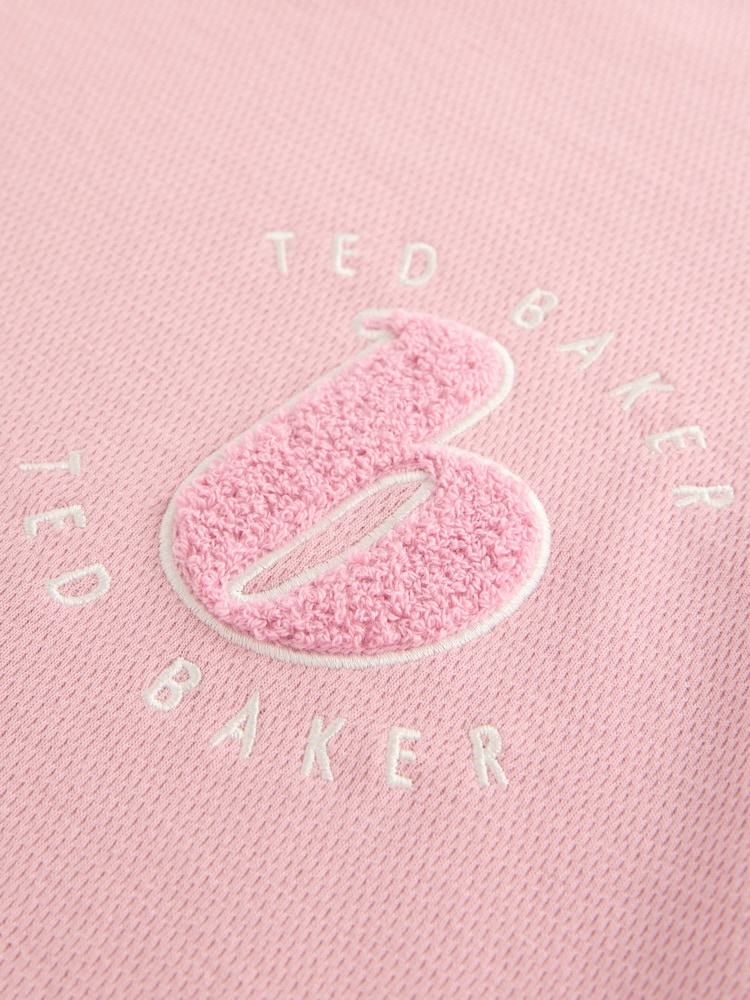 B by Ted Baker Pink Textured Wide Leg Boucle Embroidered Pyjamas Set - Image 8 of 8