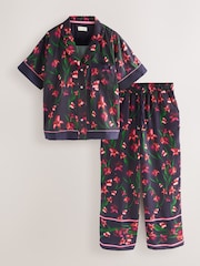 B by Ted Baker Navy Floral Print Wide Leg Button Through Pyjamas Set - صورة 1 من 8