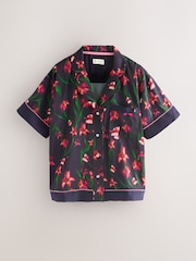 B by Ted Baker Navy Floral Print Wide Leg Button Through Pyjamas Set - صورة 2 من 8